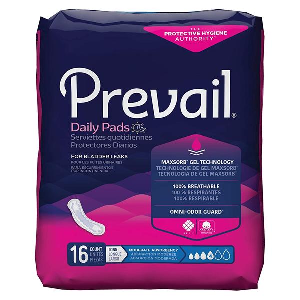 First Quality Products Pad Prevail Adult Female Long 4X11" Moderate Odor Control White 144/Ca - BC-013