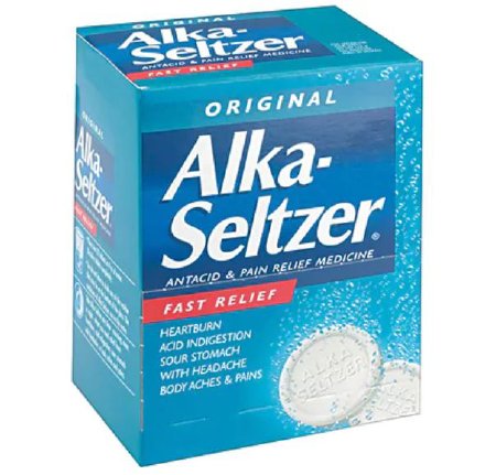 RJ General Alka-Seltzer Antacid 1000 mg - 325 mg - 1916 mg Strength Effervescent Tablet 50 per Bottle - 29703