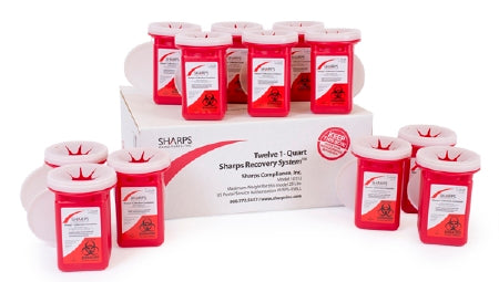 Sharps Compliance TakeAway Recovery System Sharps Container / Return Box 4-1/2 L X 4-1/2 W X 7 H Inch 1 Quart Verticle Entry Lid - 80112