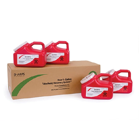 Sharps Compliance TakeAway Recovery System Sharps Container / Return Box 1 Gallon Red Base / Translucent Lid - 81004