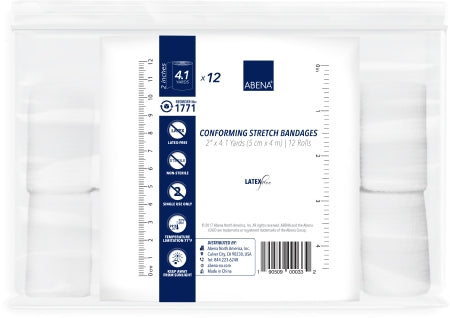 Abena North America Abena Conforming Bandage Cotton 1-Ply 2 Inch X 4-1/10 Yard Roll Shape NonSterile - 1771