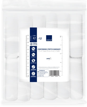 Abena North America Abena Conforming Bandage Cotton 1-Ply 4 Inch X 4-1/10 Yard Roll Shape NonSterile - 1773
