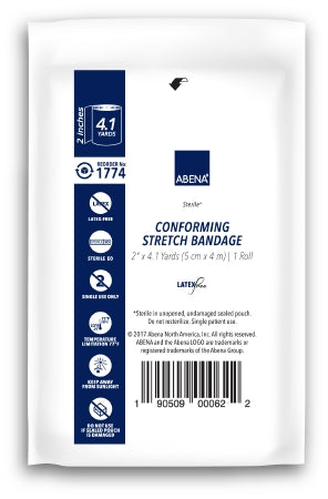 Abena North America Abena Conforming Bandage Cotton 1-Ply 2 Inch X 4-1/10 Yard Roll Shape Sterile - 1774