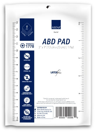 Abena North America Abena Abdominal Pad NonWoven Cellulose 5 X 9 Inch Rectangle Sterile - 1778
