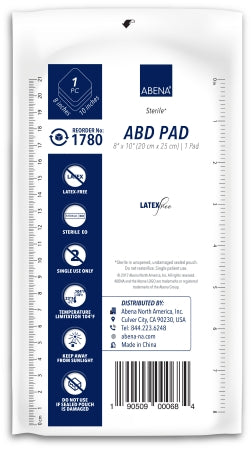 Abena North America Abena Abdominal Pad NonWoven Cellulose 8 X 10 Inch Rectangle Sterile - 1780