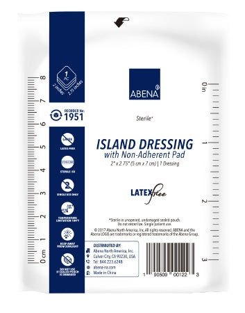 Abena North America Abena Adhesive Dressing 2 X 2-3/4 Inch NonWoven Gauze Rectangle White Sterile - 1951