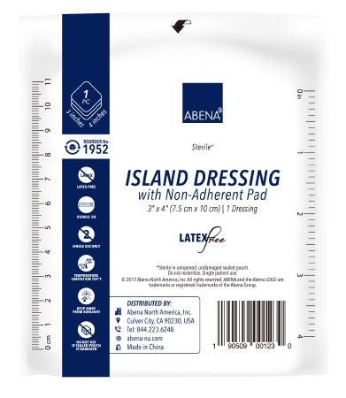 Abena North America Abena Adhesive Dressing 3 X 4 Inch NonWoven Gauze Rectangle White Sterile - 1952