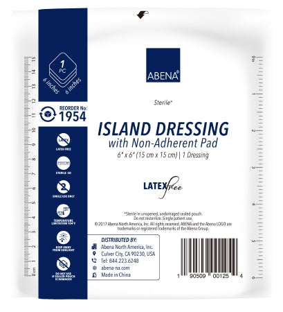 Abena North America Abena Adhesive Dressing 6 X 6 Inch NonWoven Gauze Square White Sterile - 1954