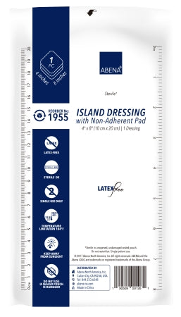 Abena North America Abena Adhesive Dressing 4 X 8 Inch NonWoven Gauze Rectangle White Sterile - 1955