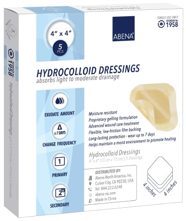 Abena North America Abena Hydrocolloid Dressing 4 X 4 Inch Square Sterile - 1958