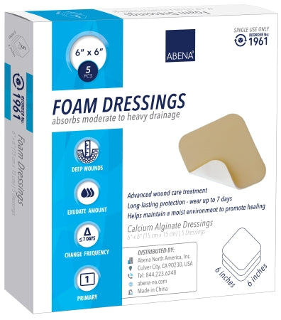 Abena North America Abena Foam Dressing 6 X 6 Inch Square Without Border Sterile - 1961