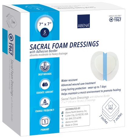Abena North America Abena Foam Dressing 7 X 7 Inch Sacral Adhesive with Border Sterile - 1967