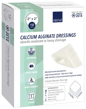 Abena North America Abena Calcium Alginate Dressing 2 X 2 Inch Square Calcium Alginate Sterile - 2614