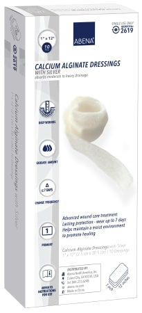 Abena North America Abena Calcium Alginate Dressing with Silver 1 X 12 Inch Rope Sterile - 2619
