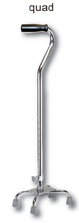 Fabrication Enterprises Fabrication Enterprises Small Base Quad Cane Aluminum 30 to 39 Inch Height Silver - 43-2030