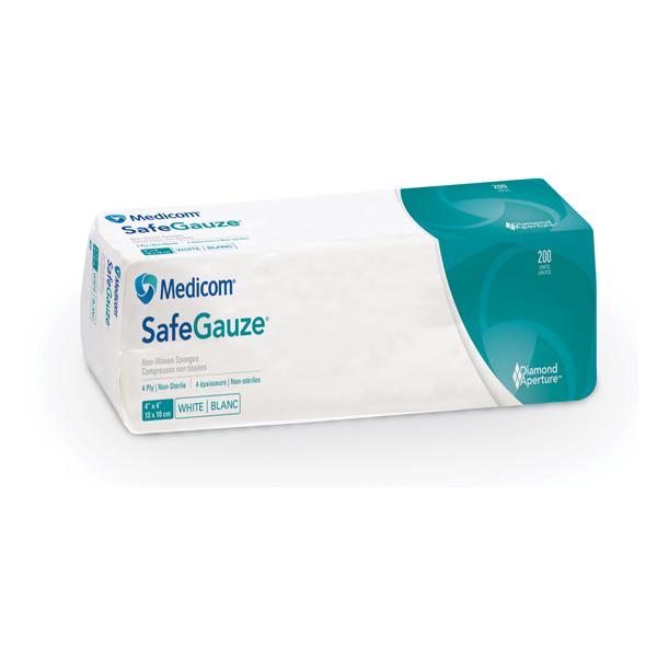 Medicom Sponge Non-Woven Safegauze Viscose/Poly Blend 4X4" 4 Ply Nwvn Ns Lf 2000/Ca - 4544