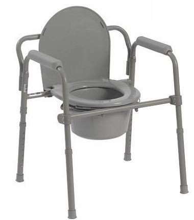 McKesson McKesson Folding Commode Chair Fixed Arm Steel Frame Back Bar 15-1/2 to 21-3/4 Inch Height - 146-11148N-4