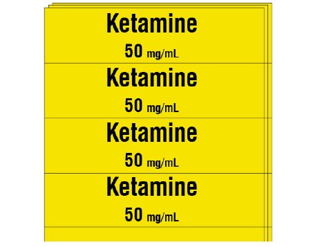 Shamrock - Drug Label Anesthesia Label Ketamine / 50 mg/mL Yellow 1/2 X 1 Inch - SA-2008-PK