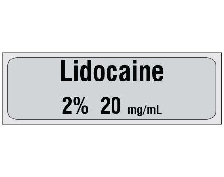 Shamrock Scientific Shamrock Pre-Printed Label Anesthesia Label Lidocaine / 2% 20 mg/mL Gray 1/2 X 500 Inch - SA-3011-PRE