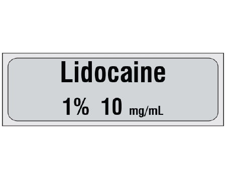 Shamrock Scientific Shamrock Pre-Printed Label Anesthesia Label Lidocaine / 1% 10 mg/mL Gray 1/2 X 500 Inch - SA-3010-PRE