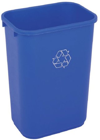 Grainger Tough Guy Recycling Container 10-1/4 gal. Rectangular Blue Plastic Open Top - 4UAU6