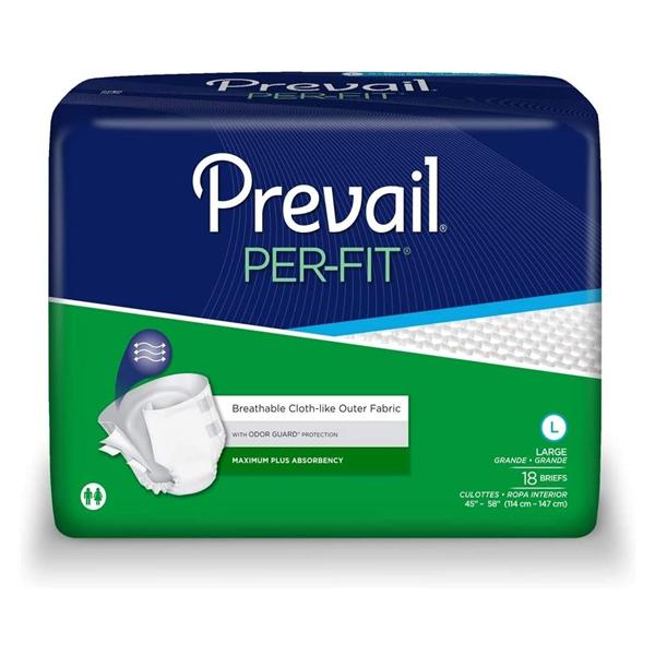 First Quality Products Brief Prevail Per-Fit Adult Unisex Large 45-48" Maximum Odor Guard Blue 4X18/Ca - PF-013/1