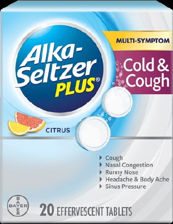 Bayer Alka-Seltzer Plus Cold and Cough Relief 325 mg - 10 mg - 7.8 mg - 2 mg Strength Tablet 20 per Box - 280142020