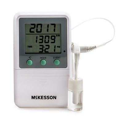 McKesson McKesson Refrigerator / Freezer Thermometer Fahrenheit / Celsius -58° to +158°F (-50° to +70°C) Desk / Wall / Door Mount Battery Operated - CK821RFV