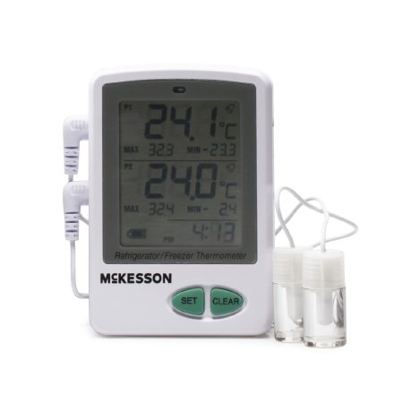 McKesson McKesson Datalogging Refrigerator / Freezer Thermometer Fahrenheit / Celsius Flip-out Stand Battery Operated - CK80022P