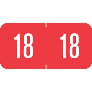 Tabbies - Pre-Printed Label Chart Tab Red 18|18 Numeric 3/4 X 1-1/2 Inch - 94618