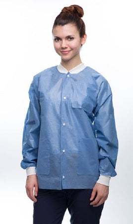 Valumax International ValuMax Easy Breathe Lab Jacket Ceil Blue Large Long Sleeves Hip Length - 3530CBL