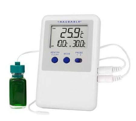 Control 3 Holdings LLC Traceable Ultra Digital Refrigerator / Freezer Thermometer Fahrenheit / Celsius -58° to 158°F (-50° to 70°C) 1 Bottle and 1 Bullet Probe Multiple Mounting Options Battery Operated - 4734