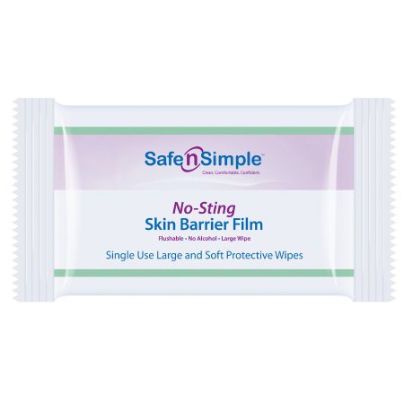 Safe N Simple Skin Barrier Wipe  No-Sting 60% / 20% Strength Purified Water / Polyvinylpyrrolidone / Glycerin / Propylene Glycol Individual Packet Large Nonsterile - SNS00807