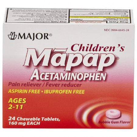 Major Pharmaceuticals Major Pain Relief 160 mg Strength Acetaminophen Chewable Tablet 24 per Box - 904664524