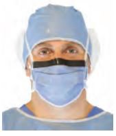 PremierPro - Surgical Mask with Eye Shield Anti-fog Foam Pleated Tie Closure One Size Fits Most Light Blue NonSterile ASTM Level 3 Adult - 2481