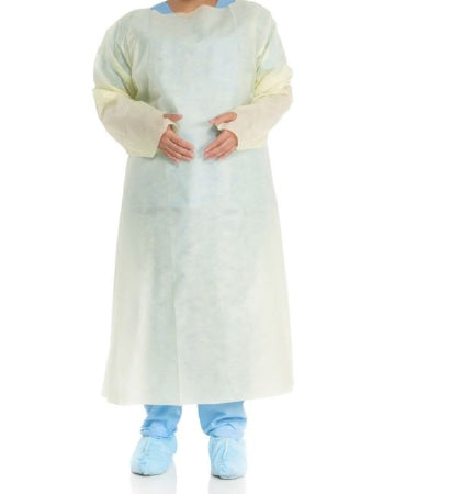 O&M Halyard Inc Over-the-Head Protective Procedure Gown Large Unisex AAMI Level 2 Yellow - 44715