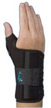 Universal Ryno Lacer - Wrist Brace with Thumb Spica Aluminum / Felt / Suede Left Hand Black One Size Fits Most - 223510