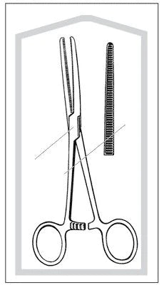 Merit - Hemostatic Forceps Rochester-Pean 7-1/4 Inch Length Mid Grade Stainless Steel Sterile Ratchet Lock Finger Ring Handle Straight Serrated Jaws - 96-3006M