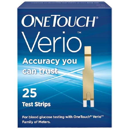 LifeScan OneTouch Verio Blood Glucose Test Strip FAD-GDH (Flavin Adenine Denucleotide Dependent Glucose Dehydrogenase) Test Strip Enzyme, 25 Test Strips per Box - 353885007733