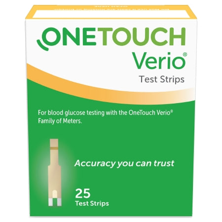 OneTouch Verio - Blood Glucose Test Strips 25 Strips per Box Our smallest sample size ever at 0.4 Microliter and fast results in just 5 seconds For Family of Meters - 022270