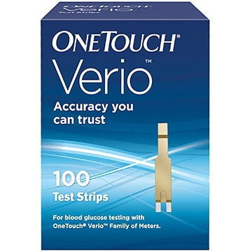LifeScan OneTouch Verio Blood Glucose Test Strip FAD-GDH (Flavin Adenine Denucleotide Dependent Glucose Dehydrogenase) Test Strip Enzyme, 100 Test Strips per Box - 353885009751