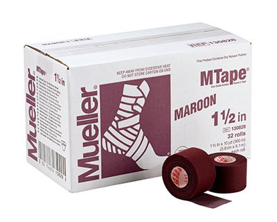 Mueller Mtape - Athletic Tape Easy Tear Cotton / Zinc Oxide 1-1/2 Inch X 10 Yard Maroon NonSterile - 25-1017