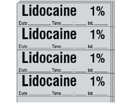 Shamrock - Drug Label Anesthesia Label Lidocaine 1% / Date _____ Time _____:_____ Int. _____ Gray 1/2 X 2 Inch - SA-3003-DTI-PK