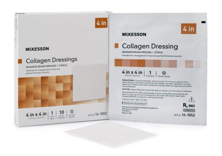 McKesson McKesson Collagen Dressing Matrix / Gel / Sheet Collagen / Sodium Alginate / Carboxylmethylcellulose (CMC) / Ethylenediaminetetraacetic Acid (EDTA) 4 X 4 Inch - 16-1852
