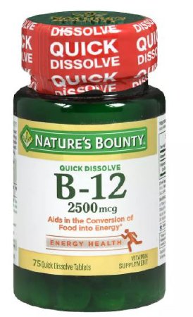 US Nutrition Nature's Bounty Vitamin Supplement Vitamin B12 2500 mcg Strength Tablet 75 per Bottle - 7431258911