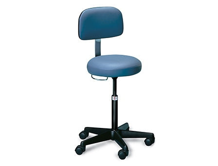 Hausmann Industries Air Lift Stool Padded Backrest Pneumatic Height Adjustment / Hand Operated 5 Casters Navy Blue - 2123-718