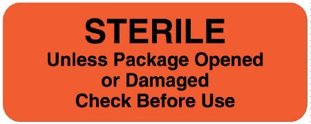 UAL - Pre-Printed Label Auxiliary Label Fluorescent Paper Paper Sterile Uless Package Opened or Damaged check before use Black Safety and Instructional 7/8 X 2-1/2 Inch - ULCS707