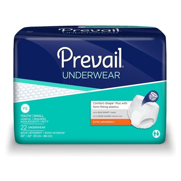 First Quality Products Underwear Prevail Child Unisex Youth Small 20-34" Extra Odor Guard 4X22/Ca - PV-511
