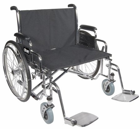 Drive Medical Sentra EC Bariatric Wheelchair Full Length Arm Padded, Removable Arm Style Spoke Wheel Black 26 Inch Seat Width 700 lbs. Weight Capacity - STD26ECDFA