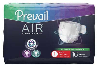 First Quality Prevail Air Adult Incontinent Brief Tab Closure Size 1 Disposable Heavy Absorbency - AIR-012